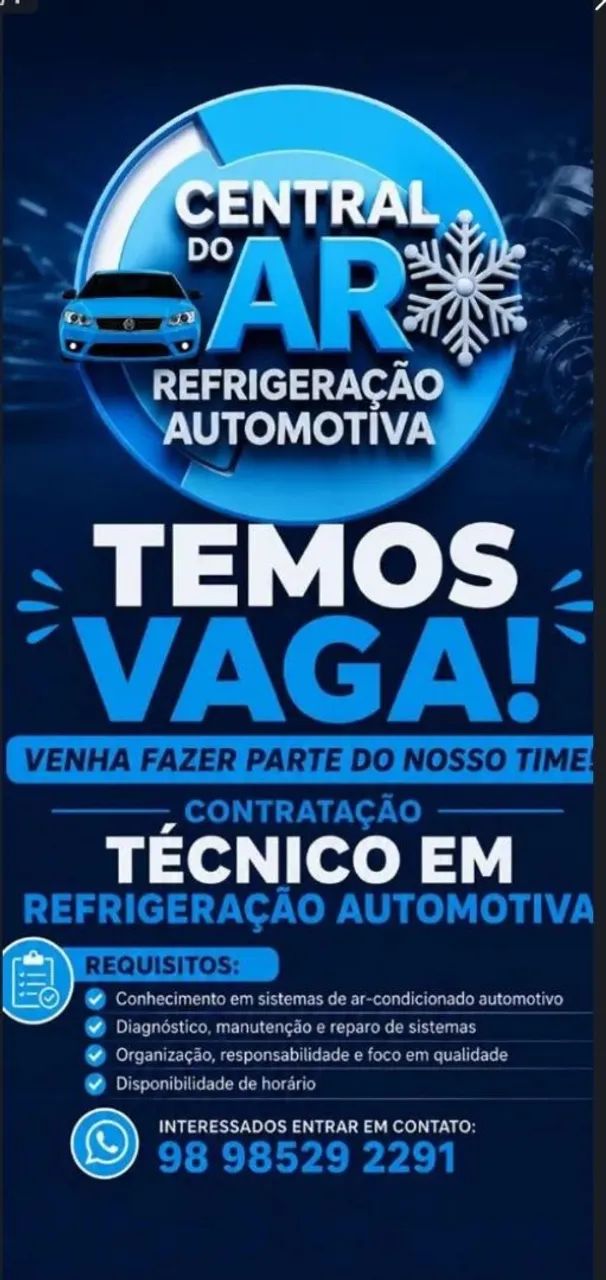 Vaga para técnico em refrigeração automotiva