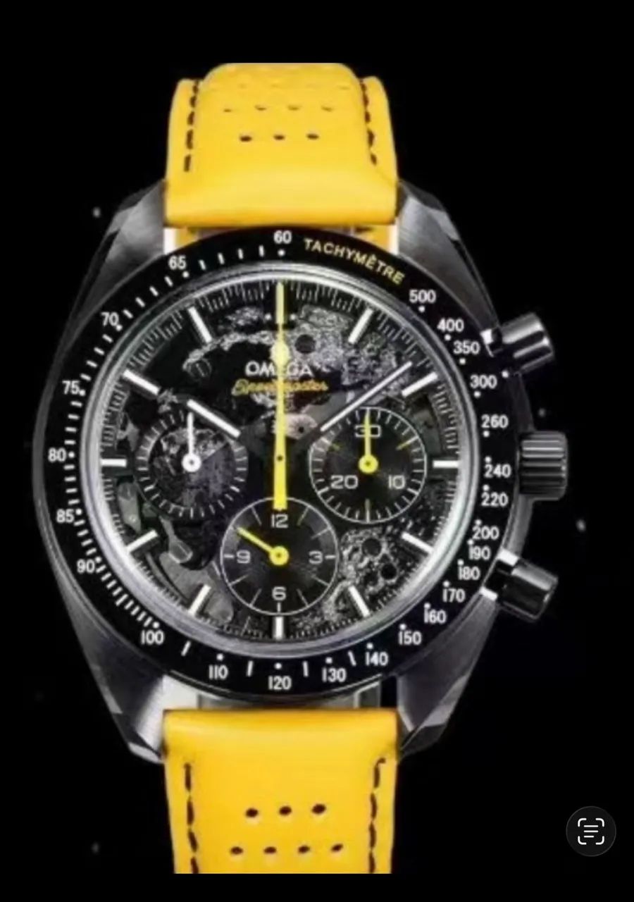Relogio Omega Super - Dark side - Amarelo - Automático - 2 pulseiras - Caixa 