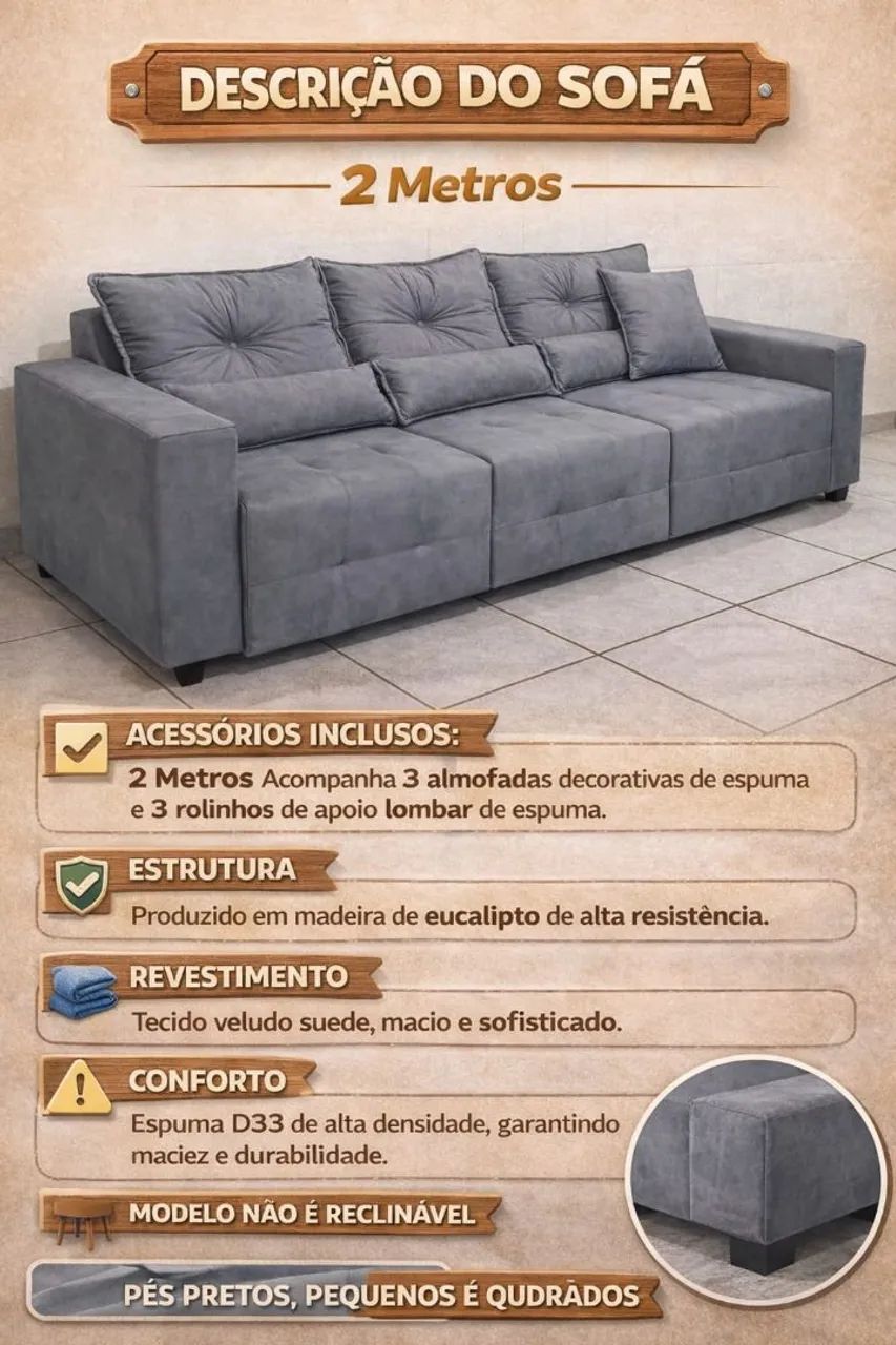 Sofá retrátil 3 lugares milão com frete incluso - Foto 4