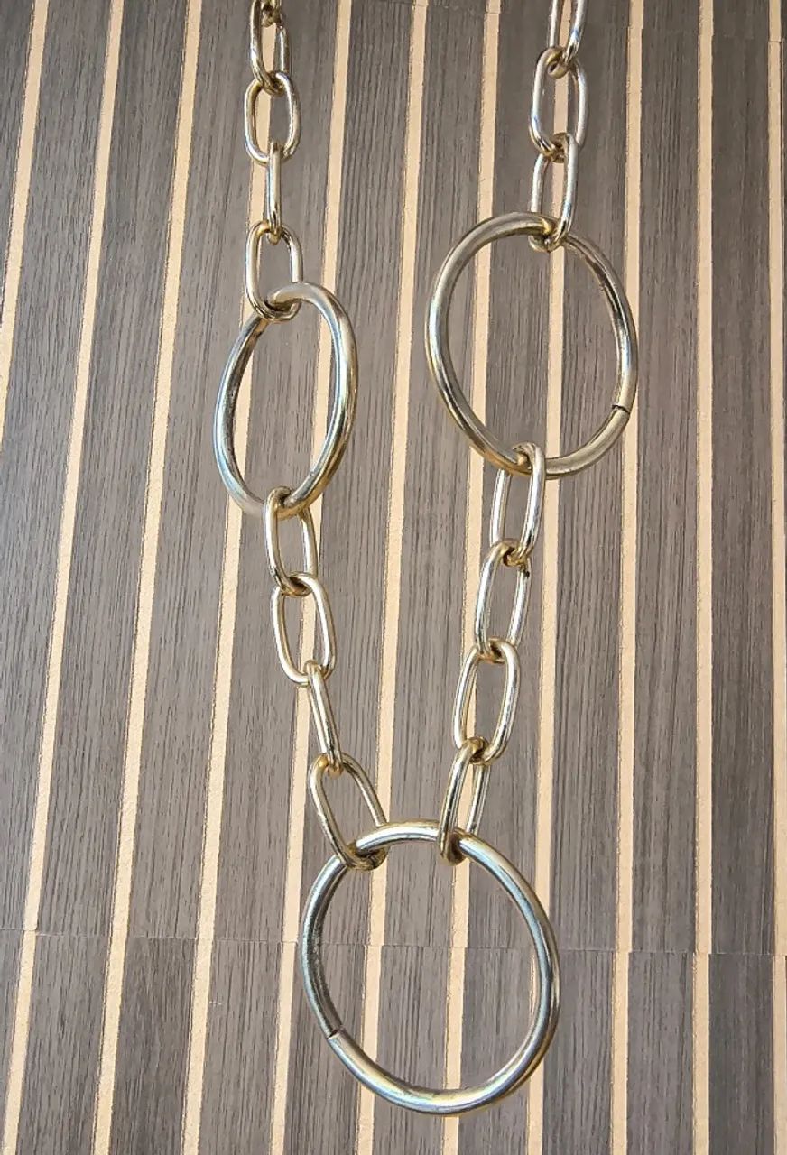 colar de aço inox argolas dourado unisex - Foto 2