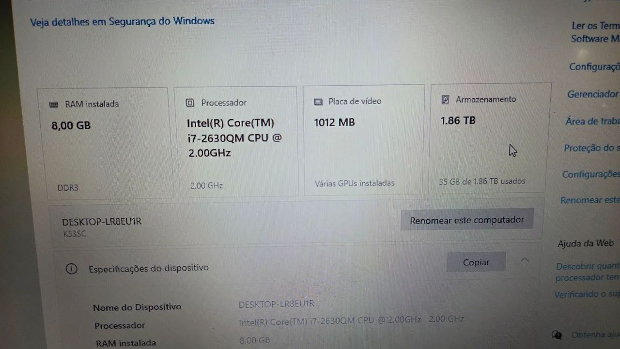 Asus intel i7 2tb ssd 8ran 1gb nvidia - Foto 5