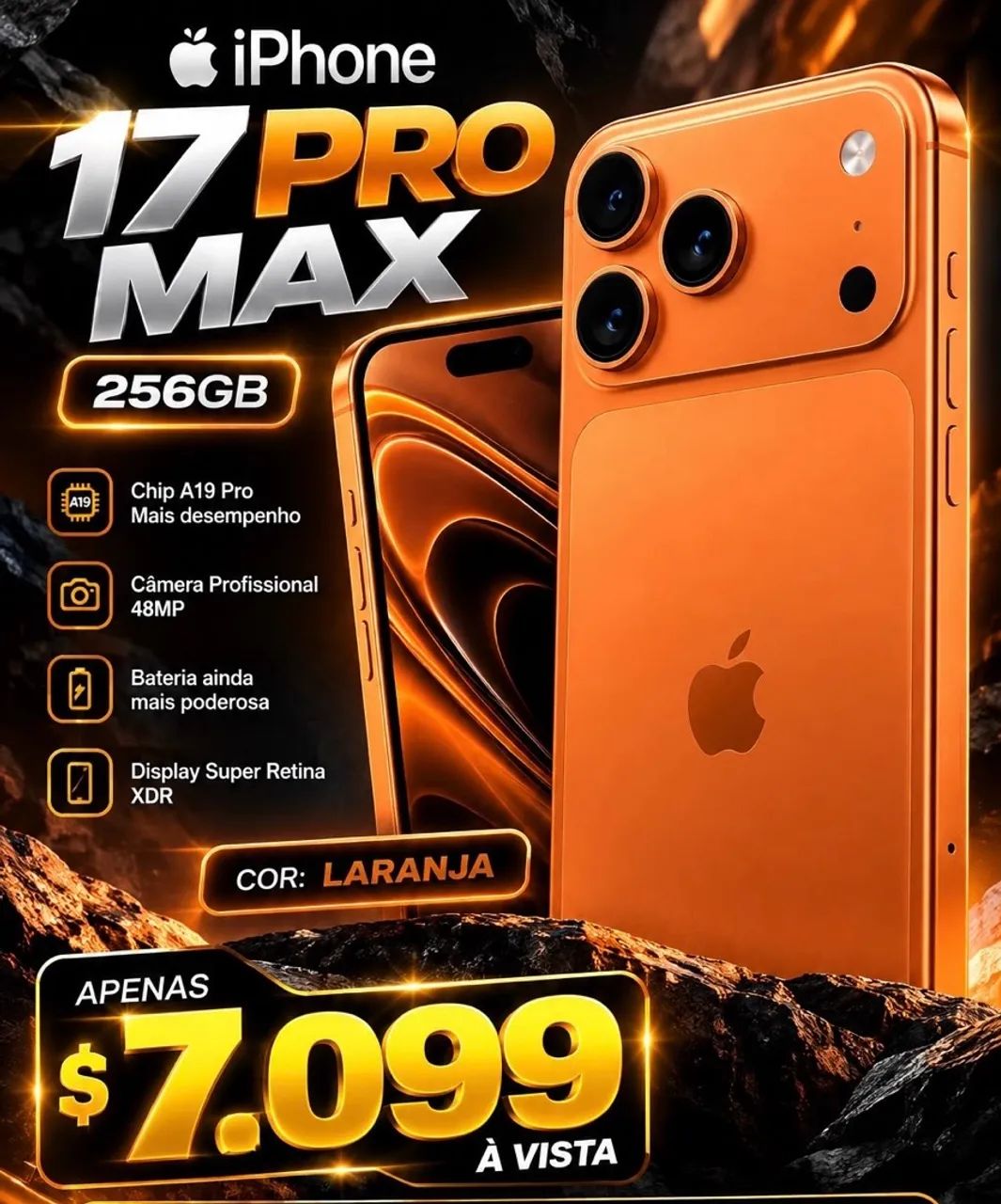 iPhone 17 Pro Max 256 Laranja Lacrado