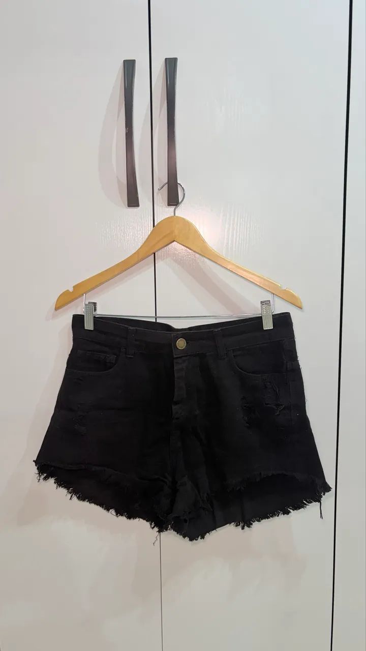 Shorts Preto Jeans