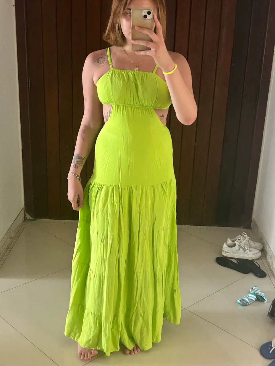vestido longo verde