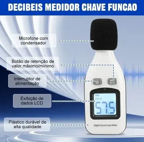 Decibelimetro Digital Profissional Medidor De Ruido E Som - Foto 5