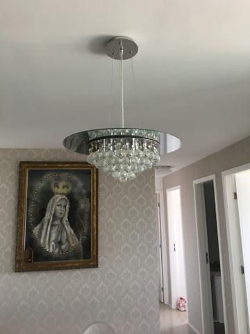Lustre fixo de cristal verdadeiro e espelho