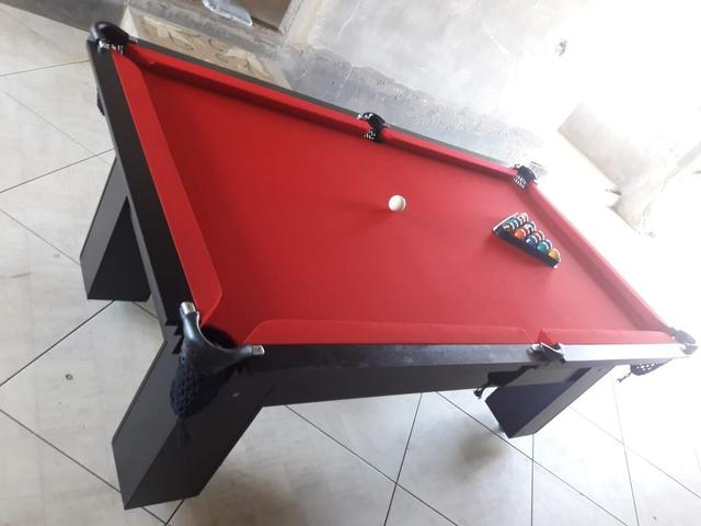 Mesa de Bilhar Modelo ART2128 Cor Vermelha Pés Laterais - Foto 3