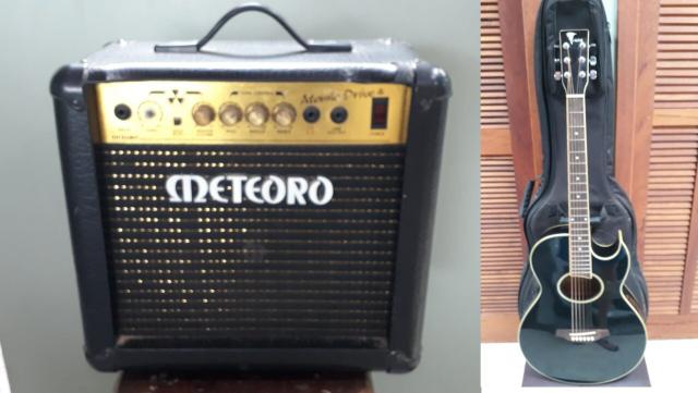 Violão elétrico acústico EAGLE e caixa acústica METEORO