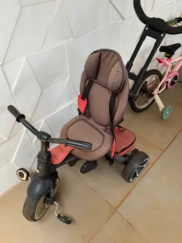 Triciclo Infantil com Capota Haste Empurrador com Pedal Motoca 2