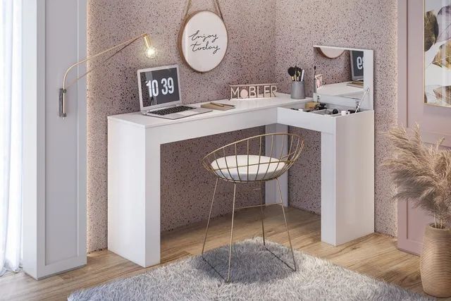 Escrivaninha de Canto/Penteadeira Jade!! Pr87m