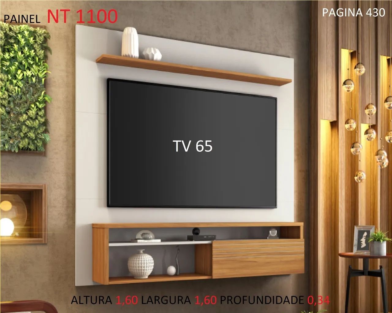 Painel para 50 polegadas rustico off-white 64596062054019120