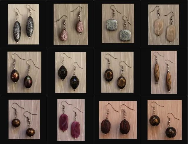Lote com 12 brincos artesanais de Miçangas