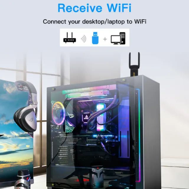 !Promoção! Adaptador Wifi 6 Usb 3.0 1800mbps Dual-band 2.4g 5ghz Fenvi - Foto 3