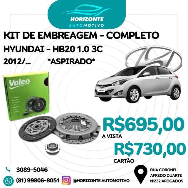 kit embreagem completo hb20 1.0 3 cilindros 2012/ Aspirado