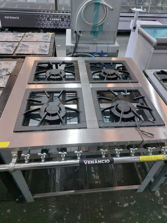 Fogão industrial 4 bocas duplas  40x40 total inox 