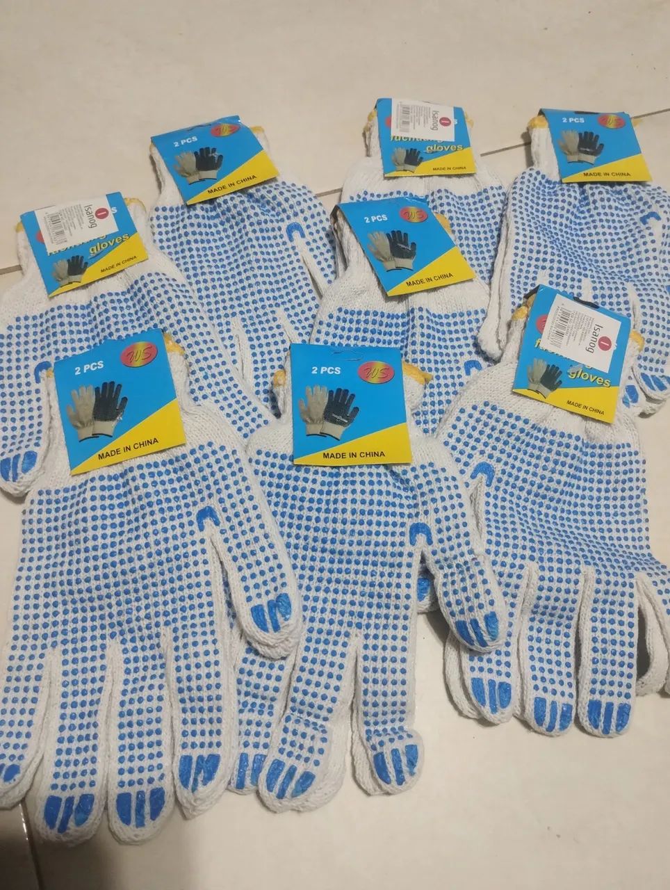 Luvas de Segurança com Pontos - Pacote com 8 pares