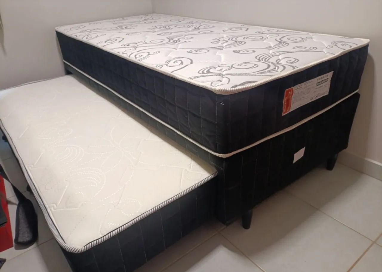 Cama box com auxiliar molas ensacadas preta 