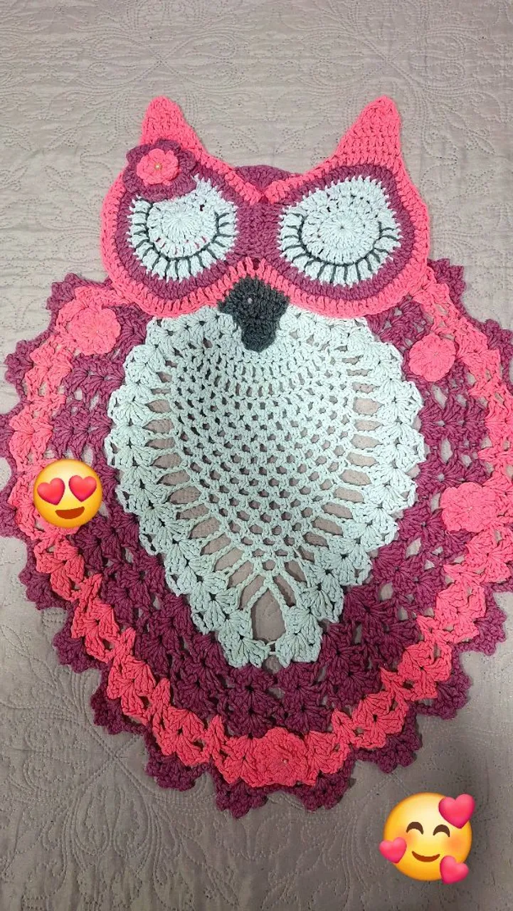 Tapete de Crochê em Formato de Coruja - Decoração Charmosa