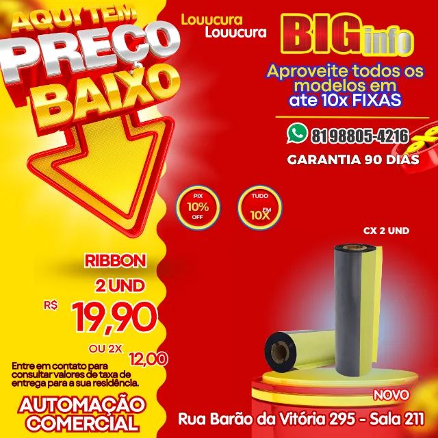 Ribbon Cera 110Mm X 74M 2 Unidades