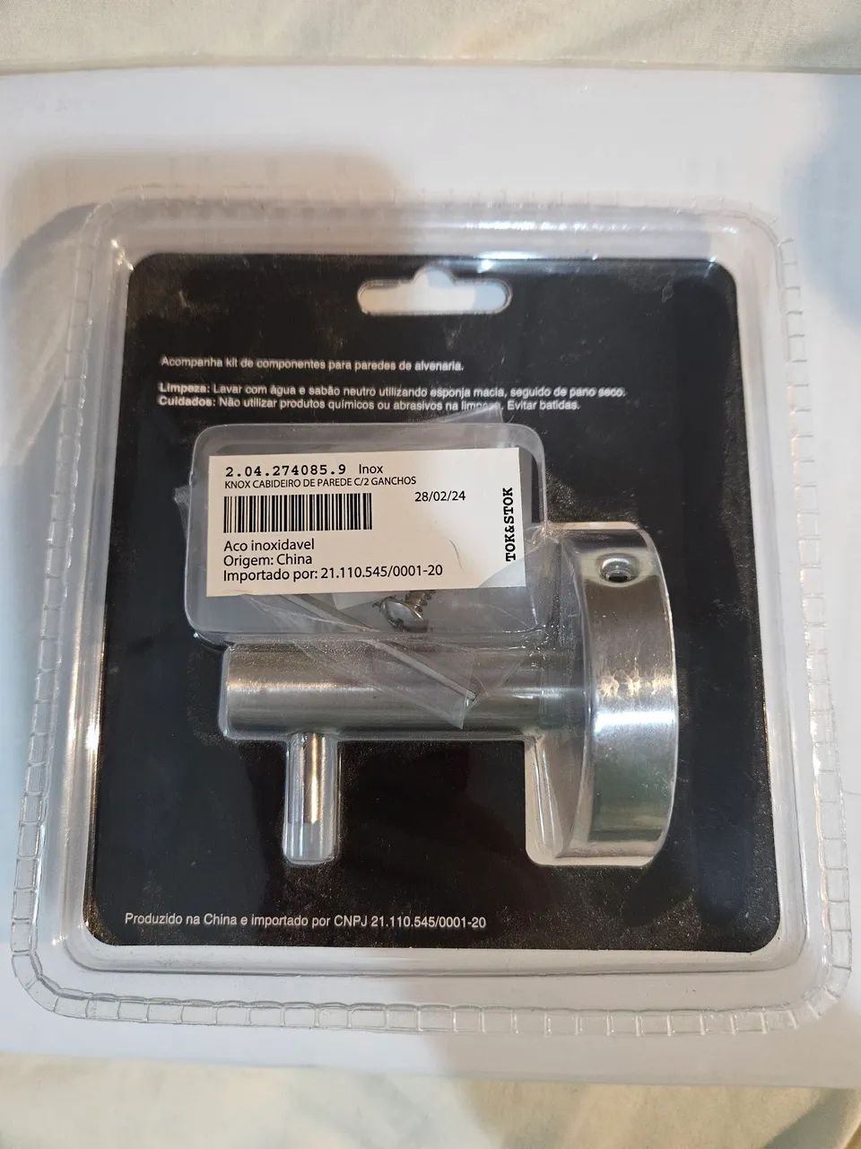 Cabide Duplo de Aço Inox para Banheiro Tok&Stok - NOVO - Foto 2