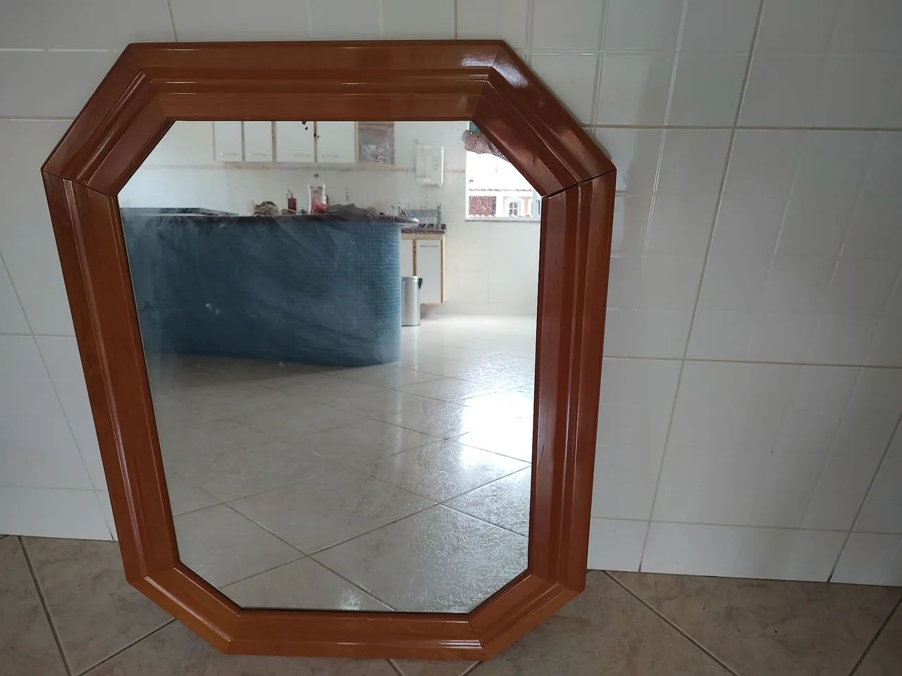 Espelho de Parede Octagonal em Madeira - Foto 2