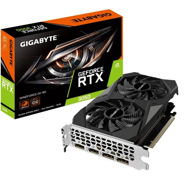 Placa de Vídeo Gigabyte NVIDIA GeForce RTX 3050 WINDFORCE OC,6GB GDDR6,DLSS, Nova, Lacrado