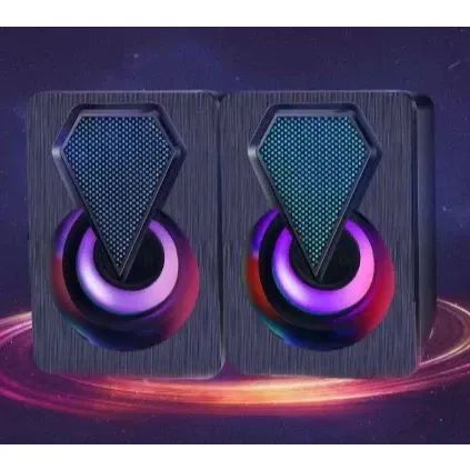 Caixa de som Pc Gamer Com Luz RGB Estéreo 2.0 Para Computador Notebook