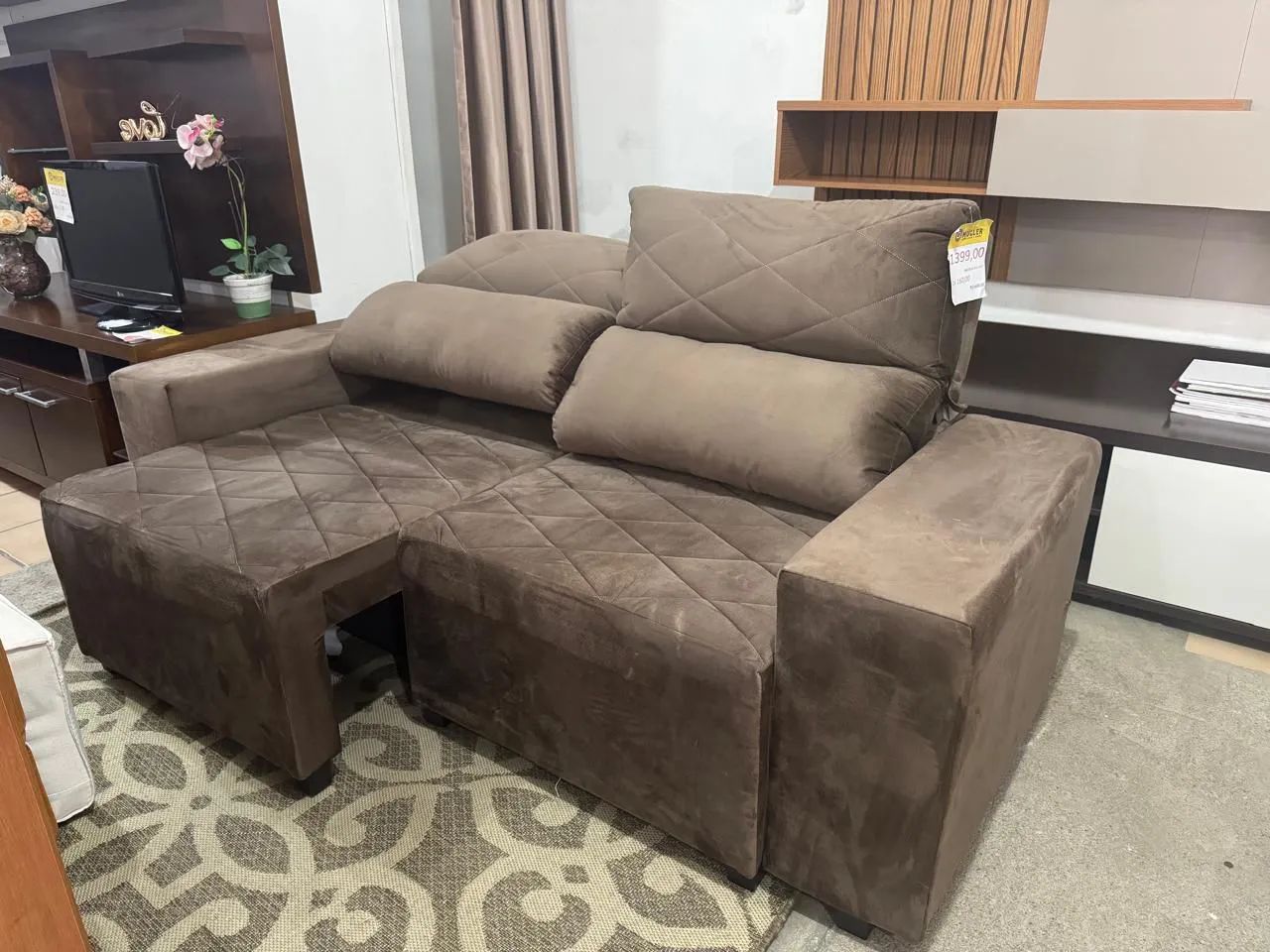 Sofá de 2 lugares marron - Foto 3