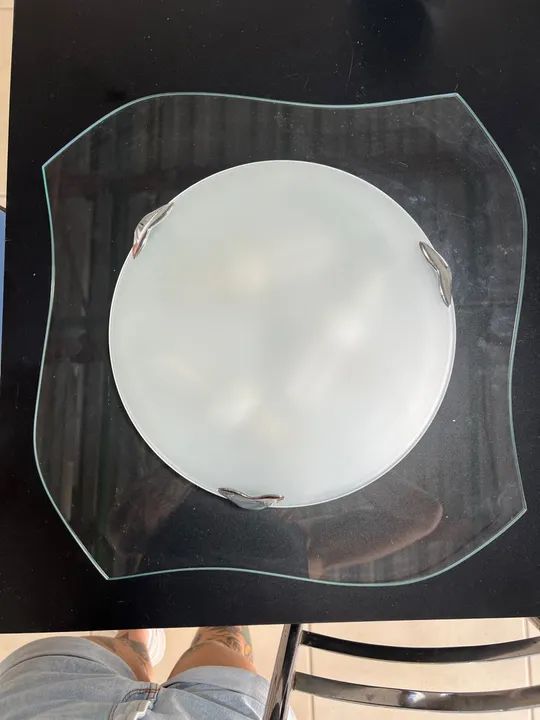 Luminária de teto moderna em vidro 45x45  - Foto 2