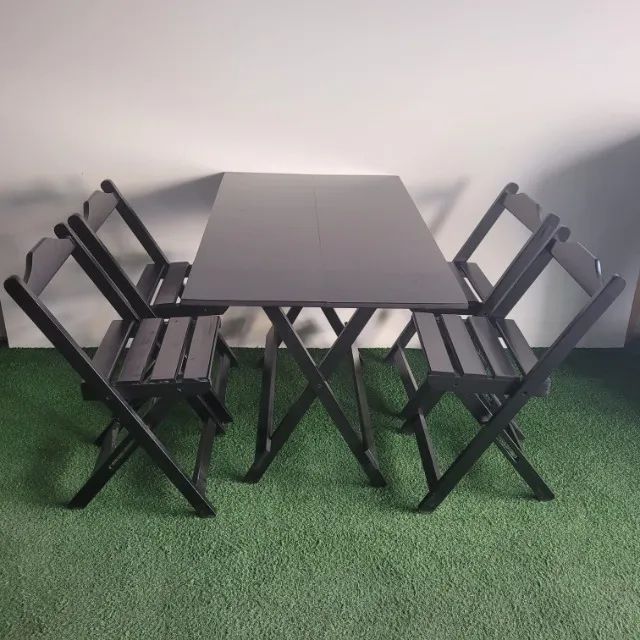 Conjunto mesa de madeira