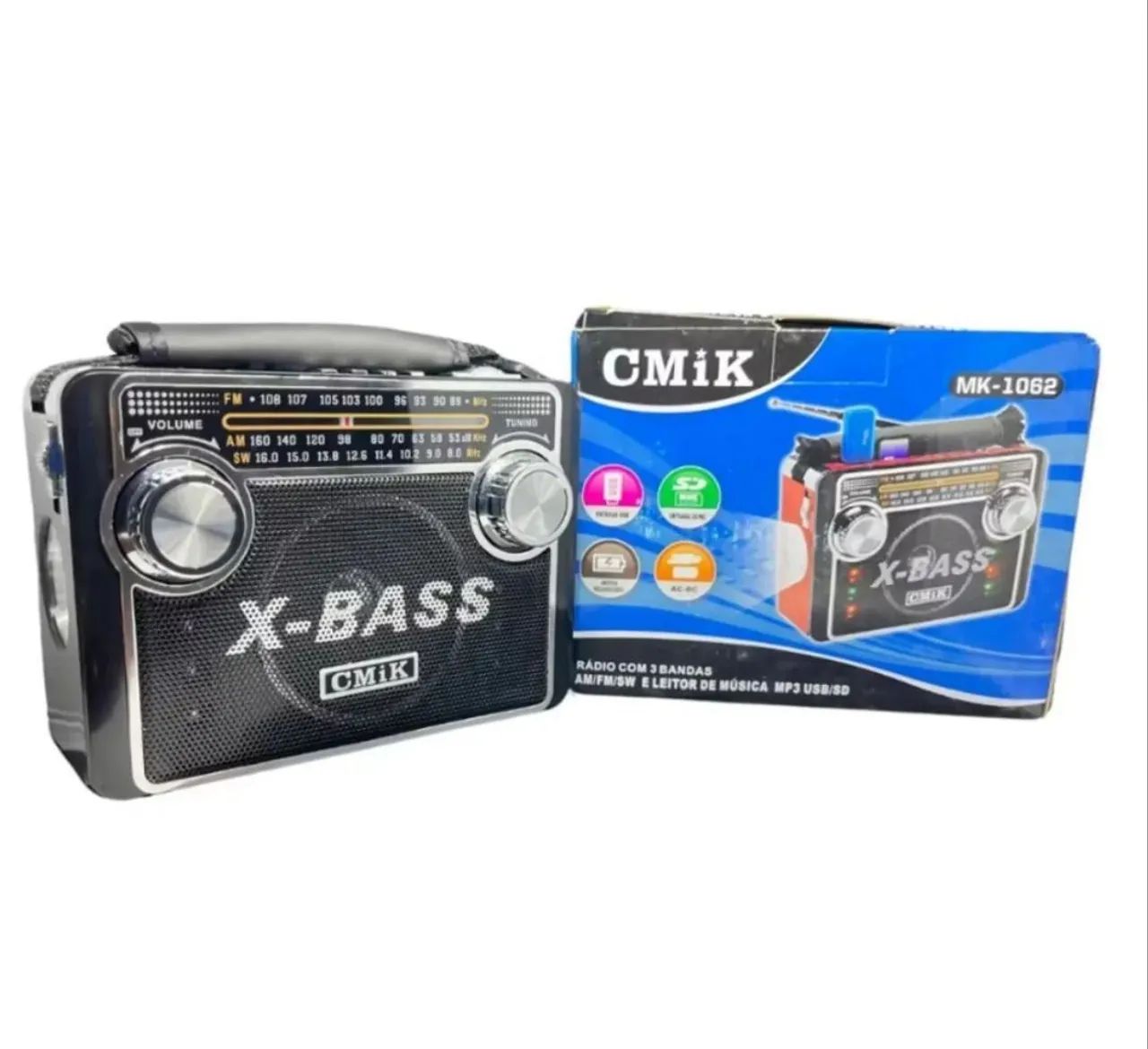 Rádio portátil AM/FM com antena analógica, entradas USB, micro SD e auxiliar  - Foto 5