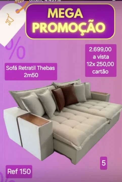 Sofá Retrátil Thebas 2m50 - MEGA PROMOÇÃO!