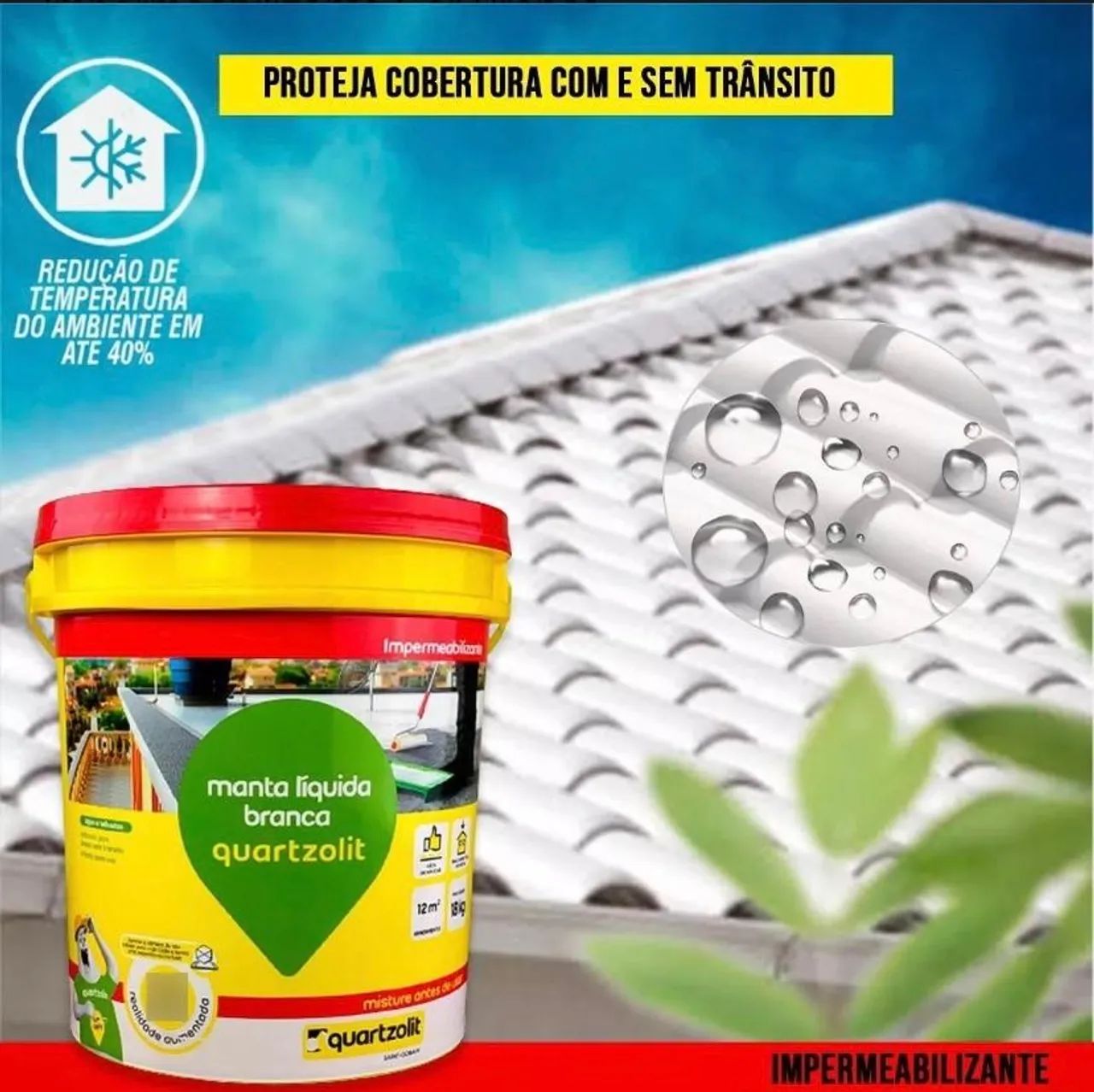 Manta Líquida Branca Impermeabilizante Quartzolit 12m²