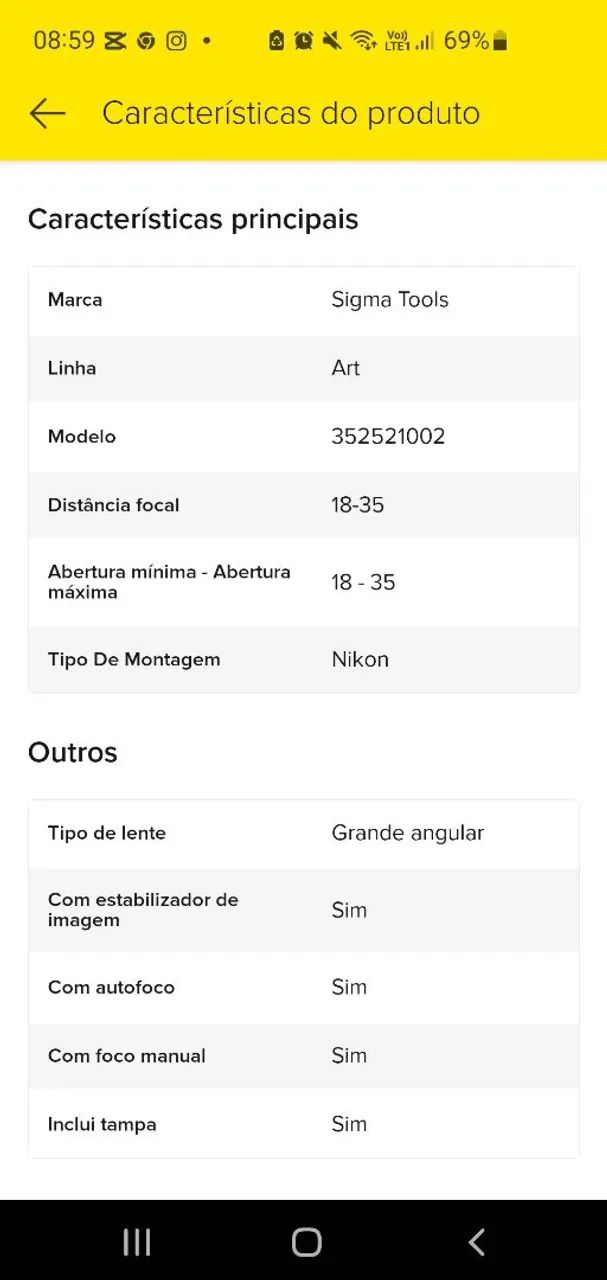 Lente Sigma Art 18-18-35mm F/1.8 para nikon - Foto 5