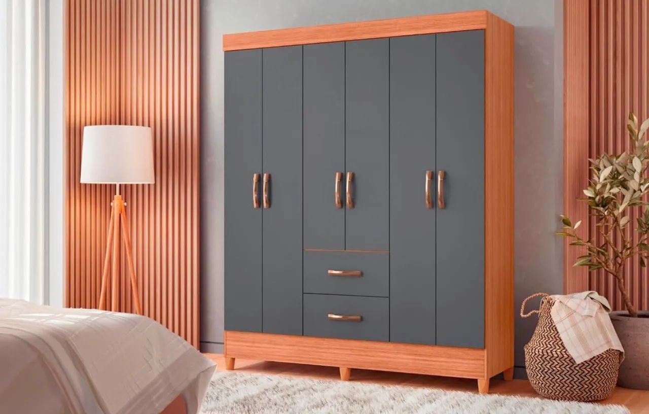 Guarda Roupa Colômbia 6 portas e 2 gavetas com espelho em mega promoção !