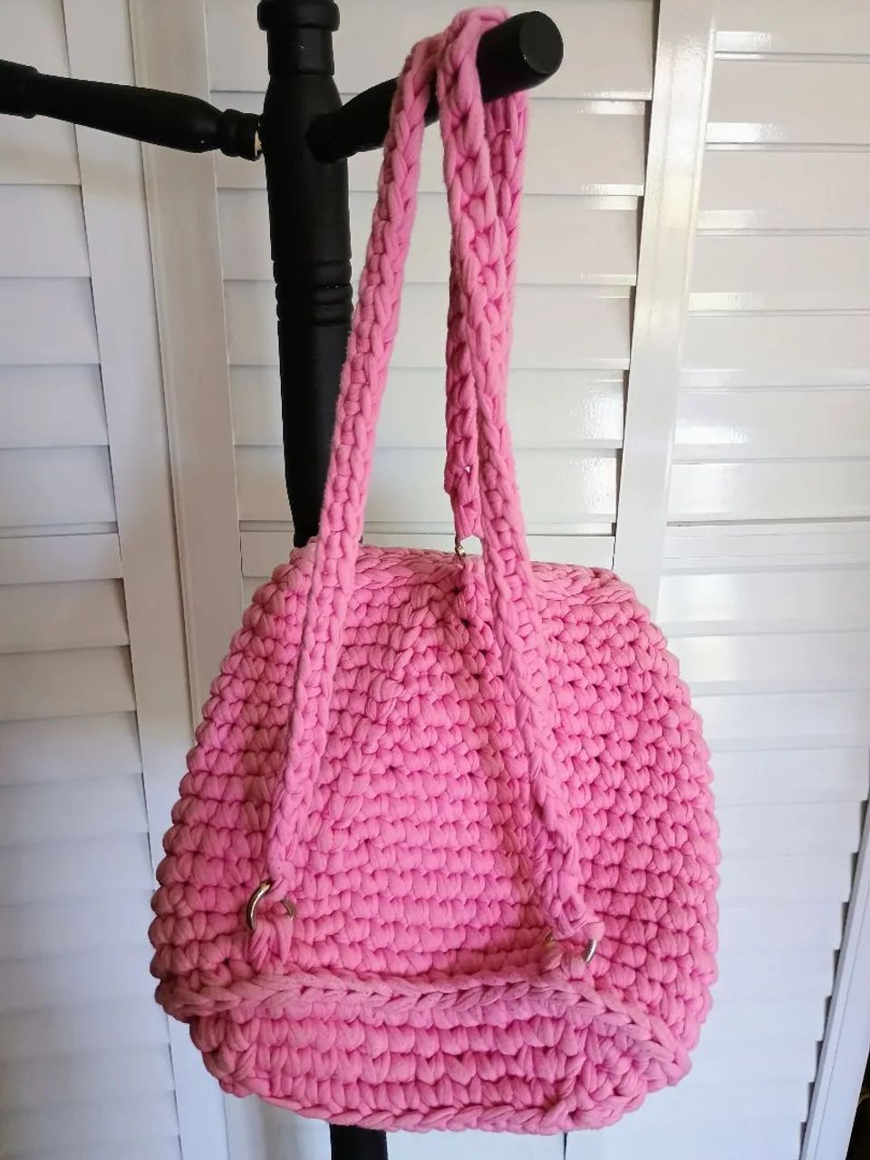 Mochila de Crochê Coelhinha - Rosa - Foto 3