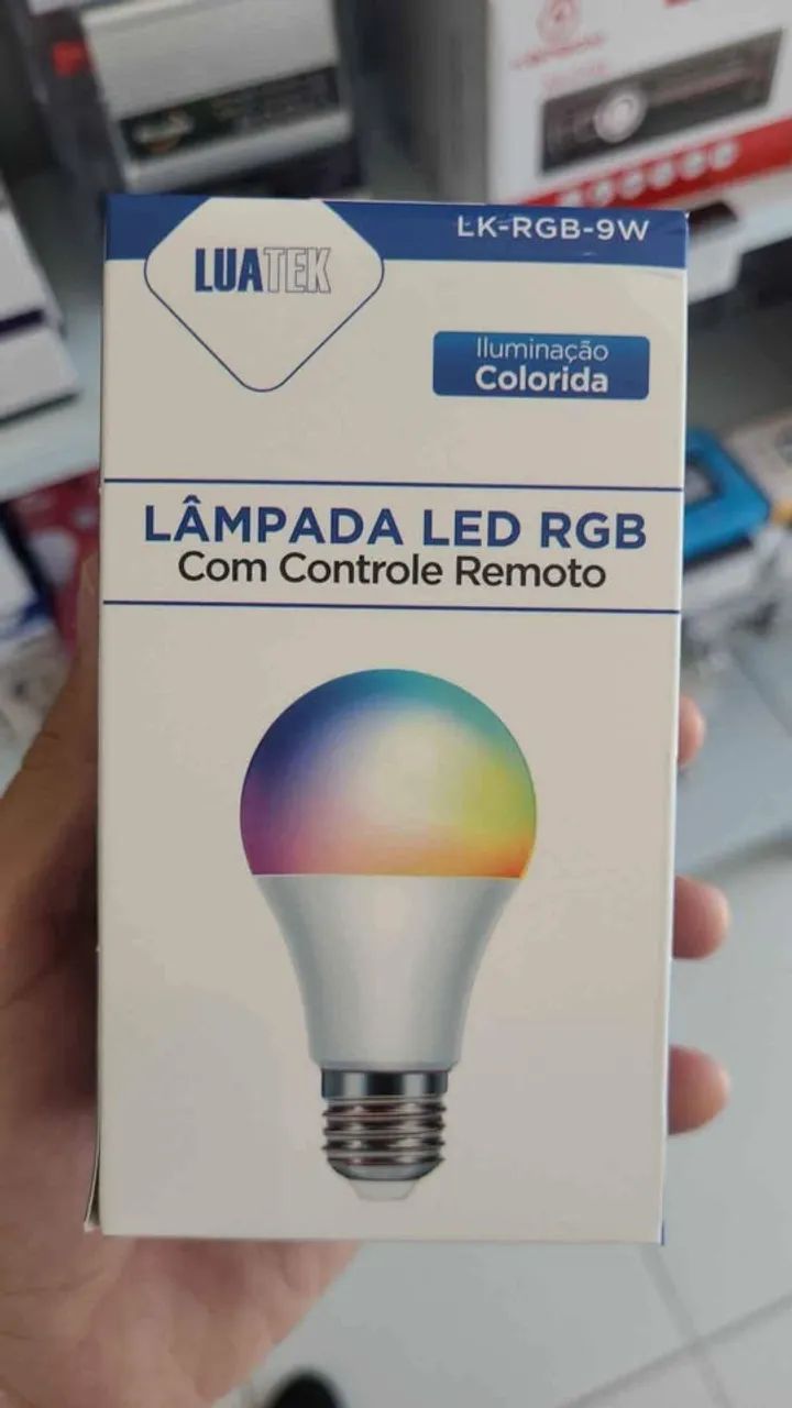 Lampada De Led Rgb 9W Com Controle Remoto Luatek LK-RGB-9w- Loja Mega Tudo