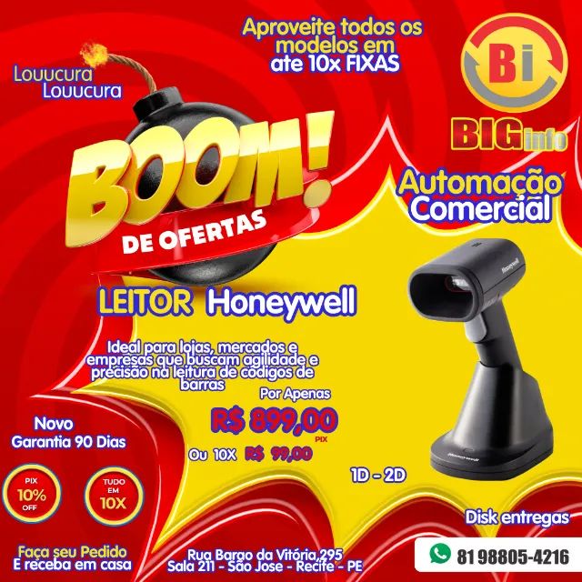 Leitor de Código de Barras Sem Fio Honeywell HH492 QR Code 2D