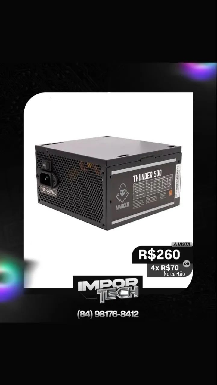 Fonte Mancer 500W 80 Plus Bronze. 