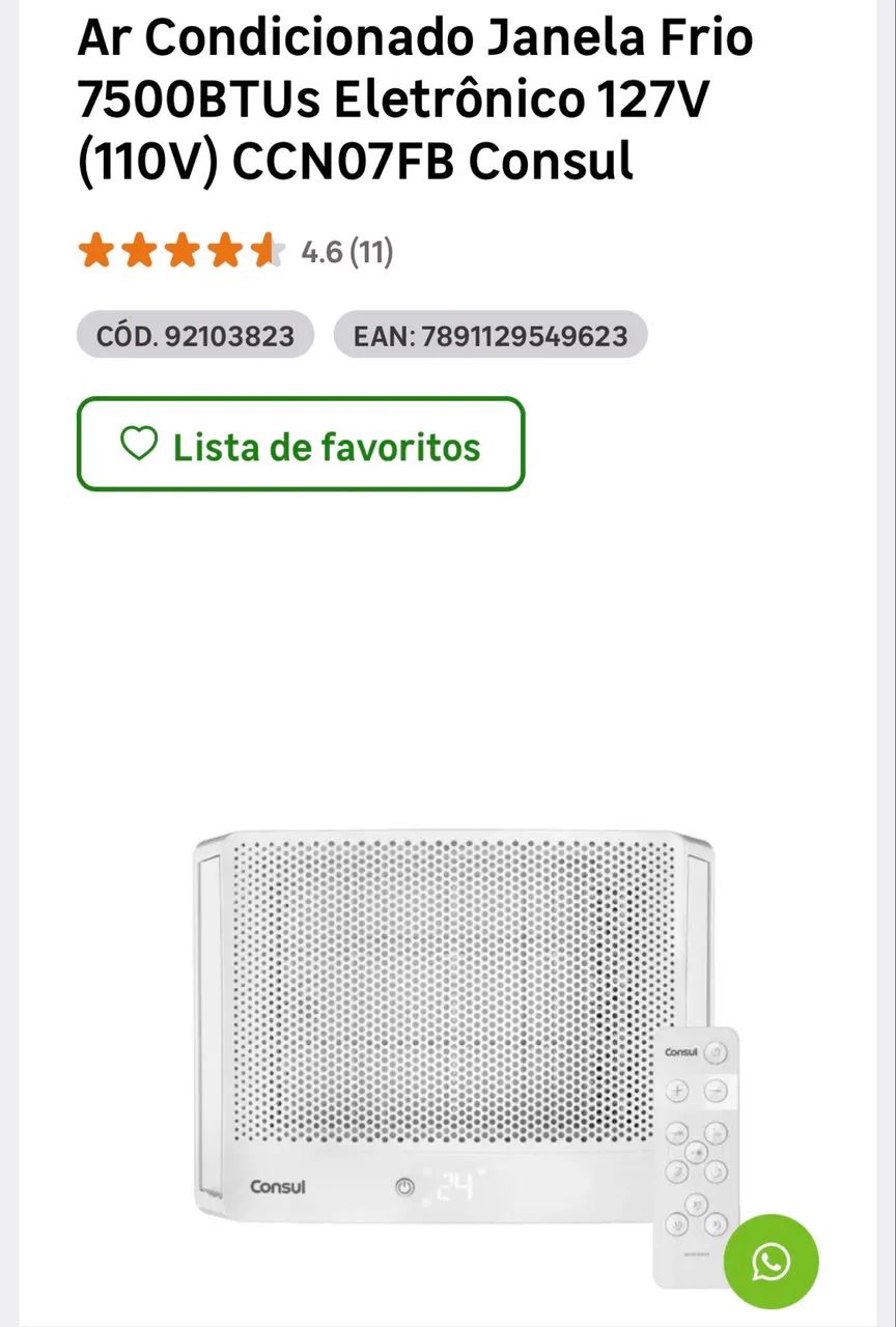 Ar Condicionado 7500 btus Cônsul - Foto 4