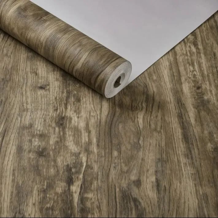 Papel de parede vinílico importado madeira rústica rolo de 10mx53cm cobre 4.5m2 - Foto 2