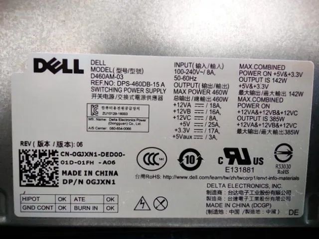 Fonte Dell Xps * 8930 460w D460am-03 Gpu 8+6