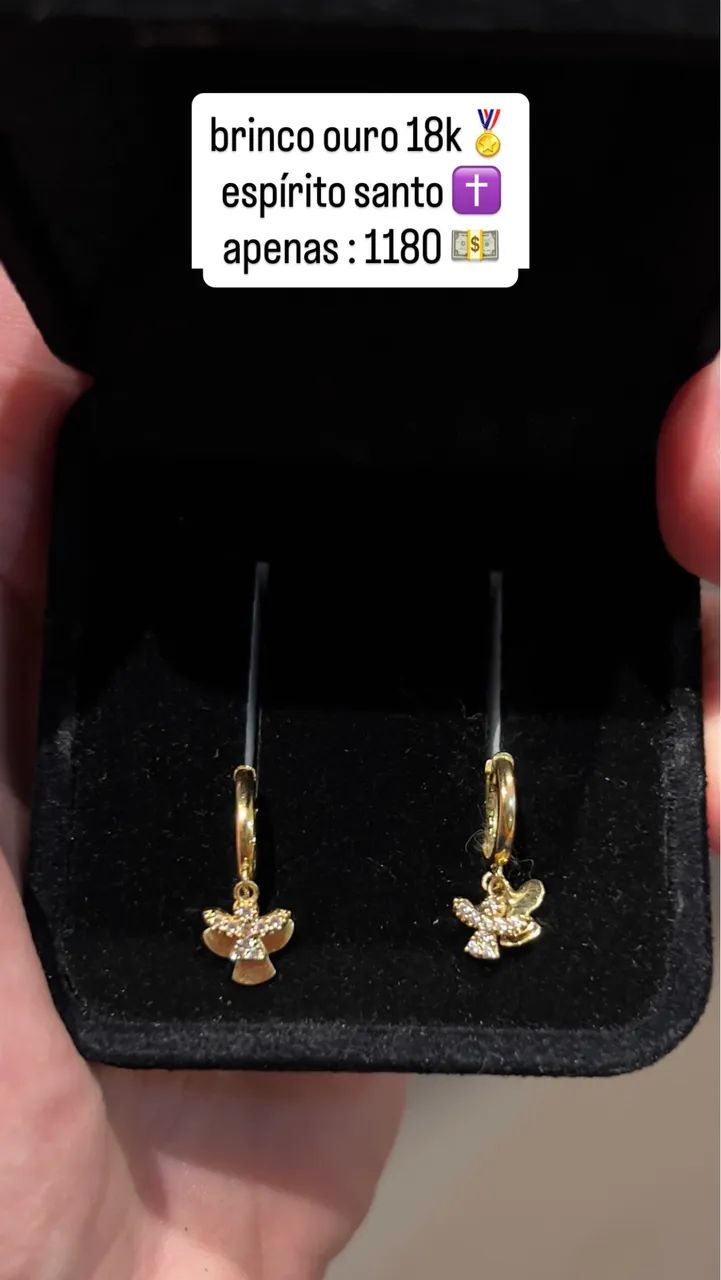 Brinco de ouro 18k cravejado 