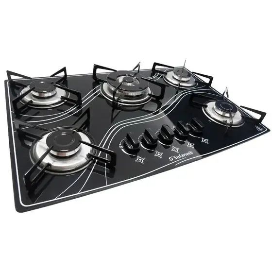 Fogão Cooktop 5 Bocas Preto Tripla Chama Novo - Foto 2