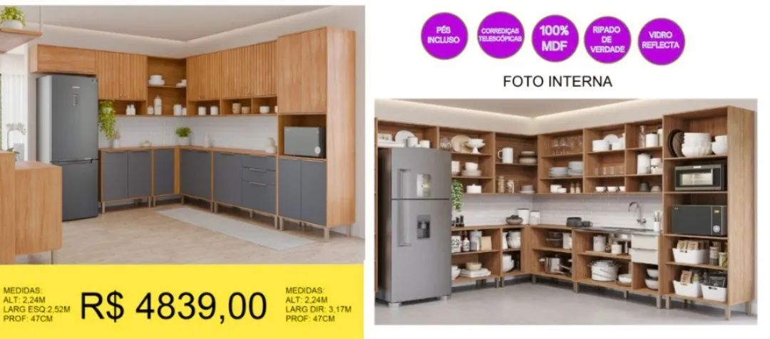 ARMARIO DE PAREDE 100% MDF EM L  - Foto 2