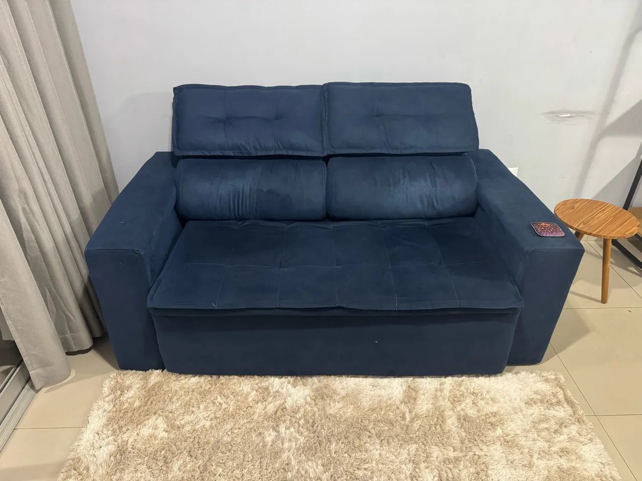 Sofá retrátil e inclinável azul marinho 