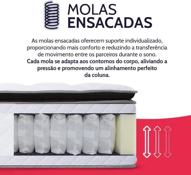 Colchão casal de molas ensacadas com pillow top extra conforto - BF Colchões - Foto 4