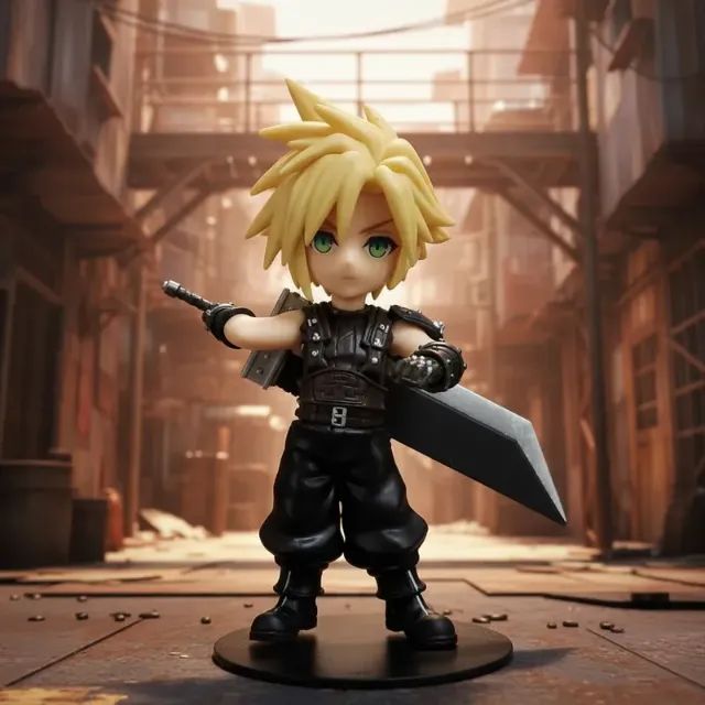 Action Figure Articulável Cloud Strife Final Fantasy VII em PVC 13cm Com Base