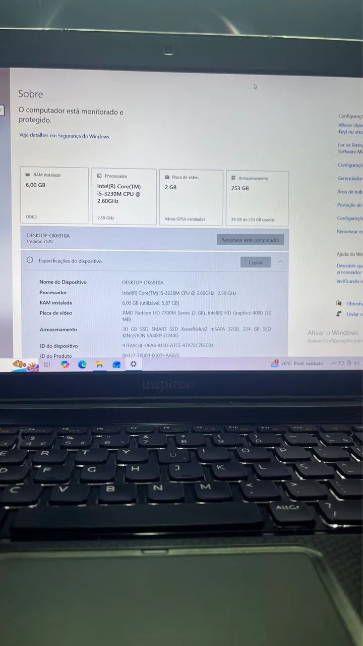 Notebook Gamer Dell Core i5 2.60ghz 6GB Ram Dois Ssd Placa de vídeo AMD 2GB - Foto 5