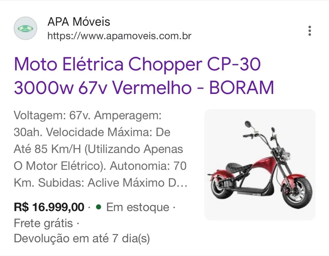 Scooter Elétrica Chopper 3000w - Foto 4